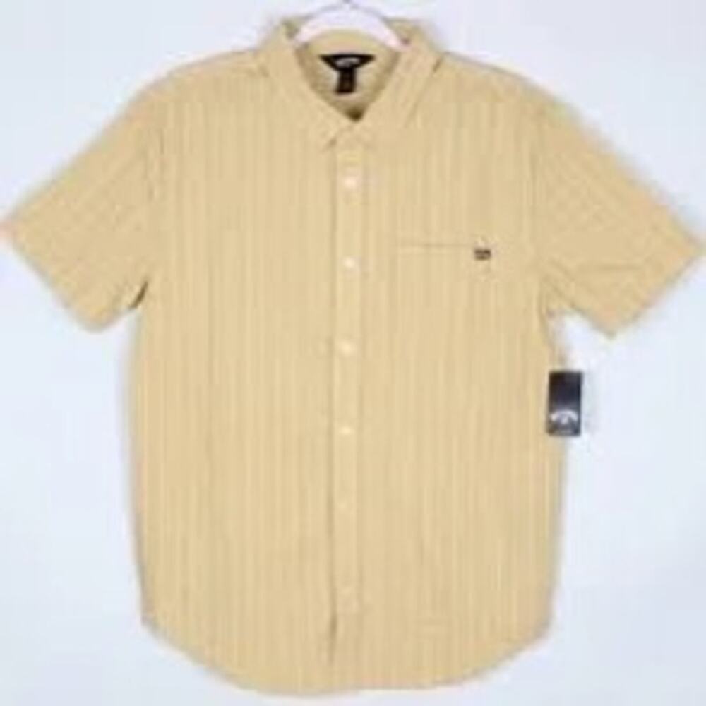 Billabong Billabonic Chase Button Shirt Mens M Short Sleeve Yellow Geo